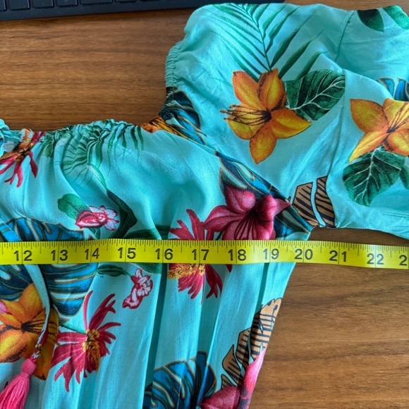 Label OF Love Anthropologie Green Tiered Maxi Dress with Flutter Sleeves medium - Picture 10 of 12